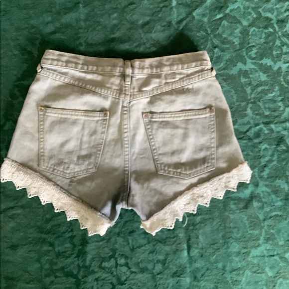 Free People Crocheted Lace & Denim Shorts - 25 - Picture 2 of 5